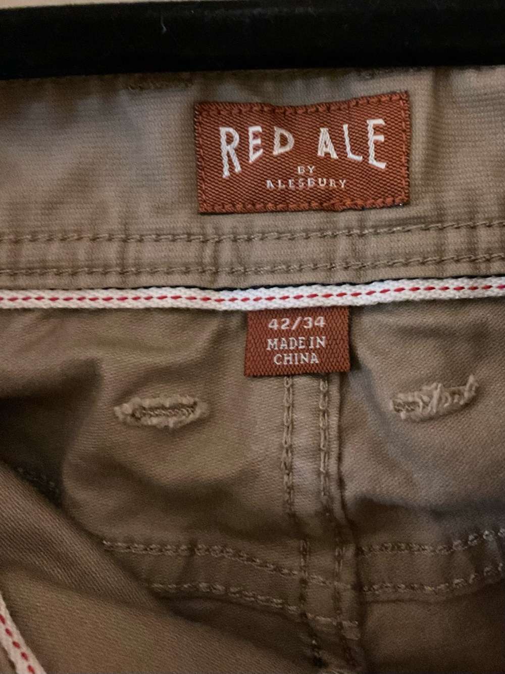 Red Ale by Allsbury Men’s Tan Stretch Chino Pants 42x34 Casual Cotton - Picture 3 of 7